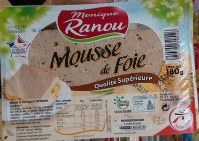 Mousse de foie qualité supérieure Monique Ranou 180 g , code 3250390318026