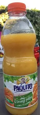 Jus d'orange pulpé à base de concentré Paquito, Intermarché, Antartic 1000 ml, code 3250390393474