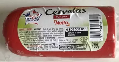 Cervelas pur porc Netto 400 g, code 3250390465393