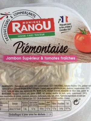 Piémontaise au jambon supérieur & tomates fraîches Monique Ranou 300 g, code 3250390473336