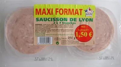 Saucisson de Lyon (2 x 7 tranches) Sans marque 250 g, code 3250390824596