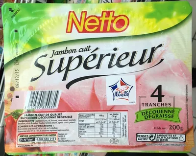 Jambon cuit supérieur Netto 200 g, code 3250390855835