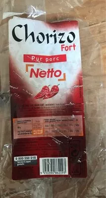 Chorizo Pur Porc (Fort) Netto, Les Mousquetaires 250 g, code 3250390862093