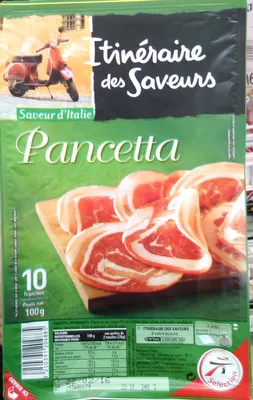 Pancetta Itinéraire des Saveurs, Intermarché 100 g (10 tranches), code 3250391204885