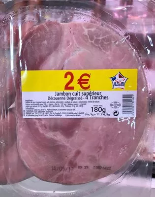 Jambon Decouénné Dégraissé Sans marque, S.C.O 180 g, code 3250391301621