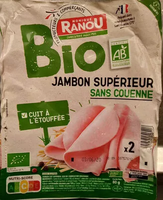 Jambon supérieur Sans couenne Monique Ranou, intermarché, producteurs & commerçants 80 g (2 x 40g), code 3250391306206