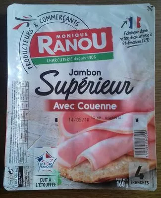 Jambon Supérieur avec couenne Monique Ranou 160 g, code 3250391343010