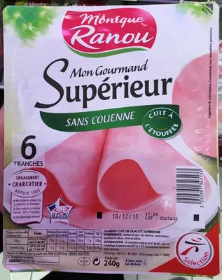 Jambon supérieur sans couenne Monique Ranou 240 g , code 3250391343133