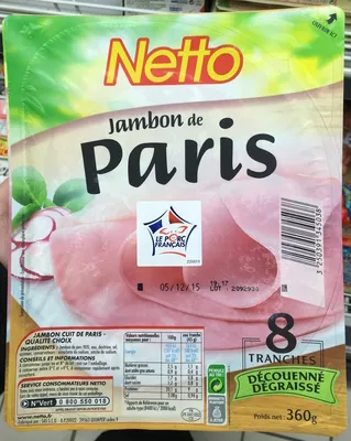 Jambon de Paris - 8 Tranches (découenné dégraissé) Netto 360 g, code 3250391345038