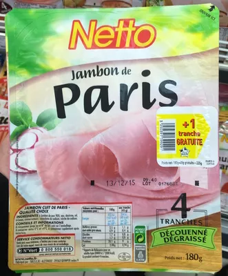 Jambon de Paris (4+1 gratuite) Netto 225 g, code 3250391399291