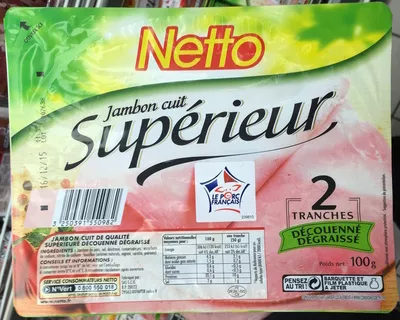 Jambon cuit supérieur Netto 100 g, code 3250391550982