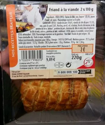 Friand à la viande Intermarché 220 g, code 3250391998050