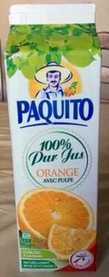 Jus d'orange sans pulpe 100% pur jus Paquito 1 L, code 3250392008956