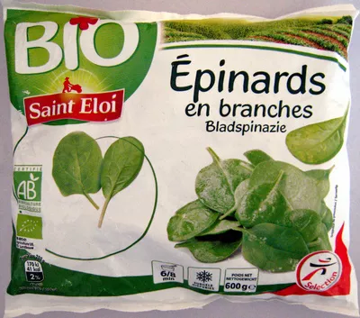 Epinards en branches Bio Saint Eloi, Intermarché 600 g, code 3250392084059