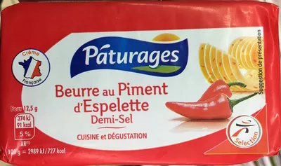 Beurre au Piment d'Espelette Demi-Sel Pâturages 100 g, code 3250392117474