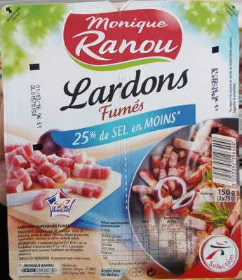 Lardons Fumés Monique Ranou 2 * 75 g (150 g), code 3250392196400