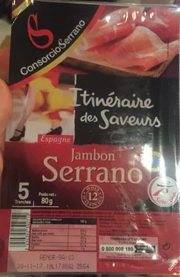 Jambon serrano Itinéraire Des Saveurs 80 g, code 3250392392710