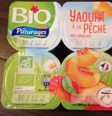 Yaourt à la pêche Paturages 500 g (4 x 125 g), code 3250392427689