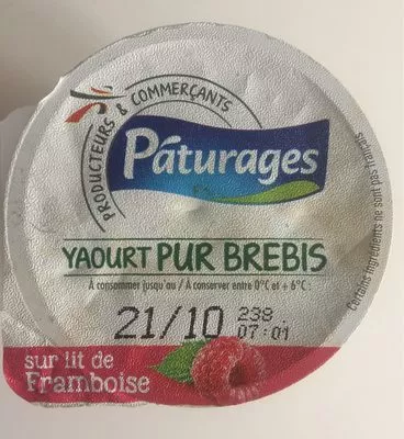 Yaourt pur brebis sur lit de framboise Pâturages , code 3250392445904