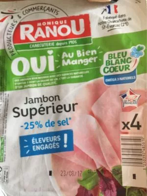 Jambon Supérieur -25% de sel Monique Ranou, Intermarché 160 g, code 3250392485610