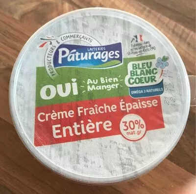 Crème Fraîche Epaisse Entière 30% Pâturages 394 g, code 3250392547936