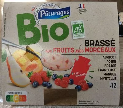 Yaourt brassé BIO aux fruits Pâturages , code 3250392610685