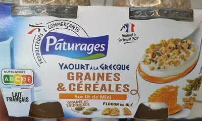 Yaourt a la grecque graines et cereales Paturages 268 g, code 3250392743499