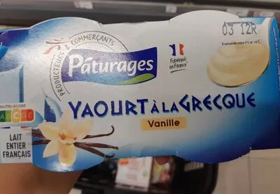 Yaourts à la Grecque vanille Paturages, Intermarché , code 3250392866471