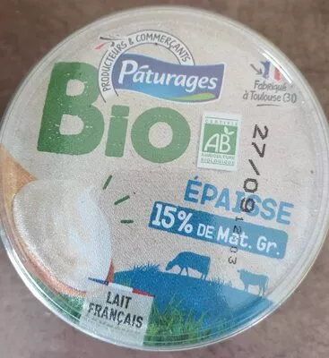 Crème fraîche Bio Pâturages 15% Pâturages, Intermarché , code 3250392868802