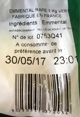 Emmental Râpé Neutre 45 % Emmental 1 kg, code 3250551372034