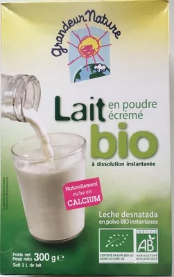 Lait en poudre écrémé bio Grandeur nature 300g, code 3252920034239