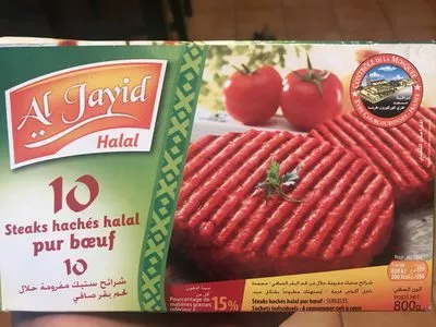 10 Steaks hachés halal pur boeuf Surgelés Al Jayid 800 g, code 3253880000012