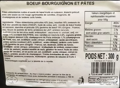 Boeuf bourgignon et pates Auchan Le Traiteur , code 3254560169913