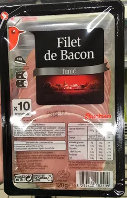 Filet de bacon fumé Auchan 120 g, code 3254560182509