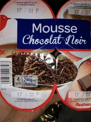 Mousse chocolat noir Auchan 4 * 60 g, code 3254560208568