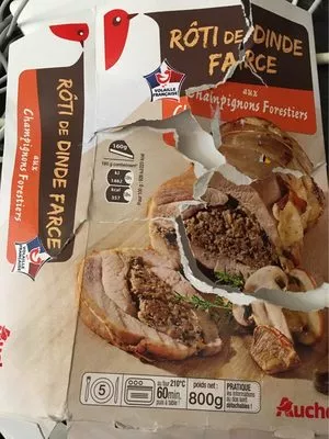 Roti de dinde farce aux champignons forestiers Auchan 800 g, code 3254560320109