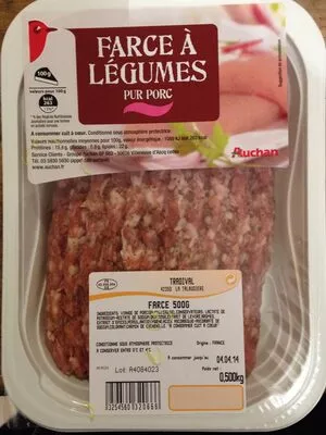 Farce à Légumes, Pur Porc L'oiseau, Auchan, Auchan Production, Groupe Auchan 500 g, code 3254560320666