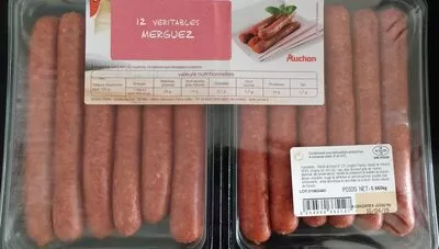 12 Véritables Merguez Auchan 660 g, code 3254560335127