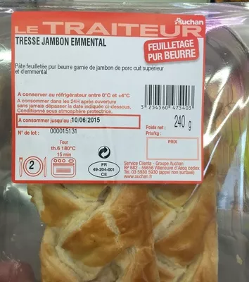 Tresse Jambon Emmental Auchan, Le traiteur Auchan 240 g, code 3254560475403