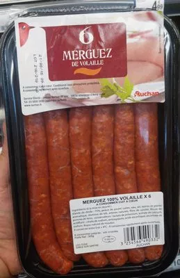 6 Merguez de Volaille Auchan 300 g, code 3254566490332