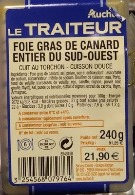 Foie gras de canard du Sud Ouest Auchan Le Traiteur, Auchan 240 g, code 3254568079764