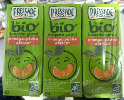 Bio Pressade nectar orange pêche abricot Pressade , code 3254690670808