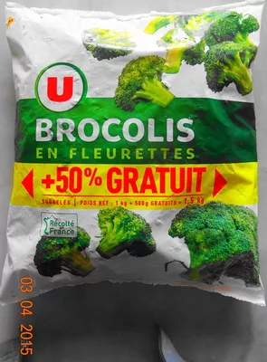 Brocolis en fleurette, +50% gratuit U 1.5 kg, code 3256220031165