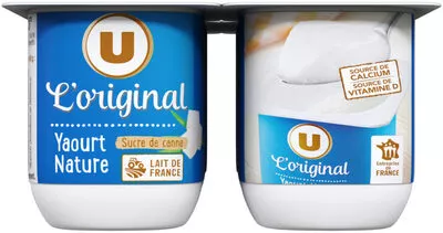 Yaourt nature sucré U 4 x 125 g, code 3256220277426