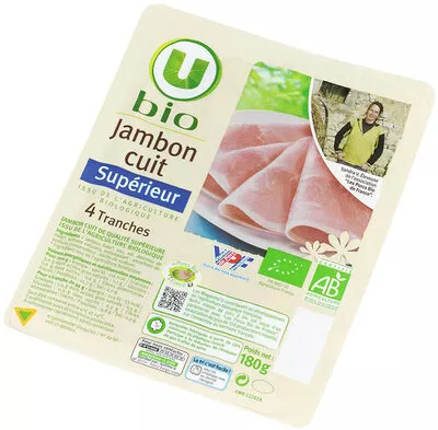 Jambon supérieur U Bio, U 4 tranches soit 180 g, code 3256220506649