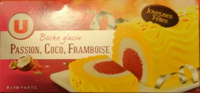 Bûche glacée Passion, Coco, Framboise U 1 l ou 533.1 g pour 8 à 10 parts, code 3256221829969