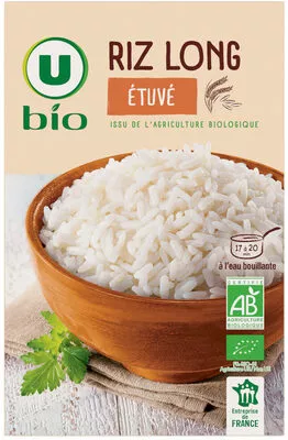 Riz long étuvé U,  U Bio 500 g, code 3256223378519