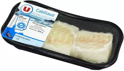 Dos de Cabillaud U Gadus macrocepahlus, pêché en Océan Pacifique,2 pièces, barquette 200 g, code 3256223670927