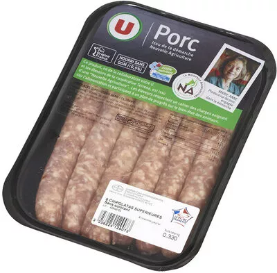 Chipolata sans colorant U 6 pièces, barquette, 330 g, code 3256224129073