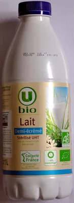 Lait Demi-écrémé stérilisé UHT U 1 L, code 3256224234555